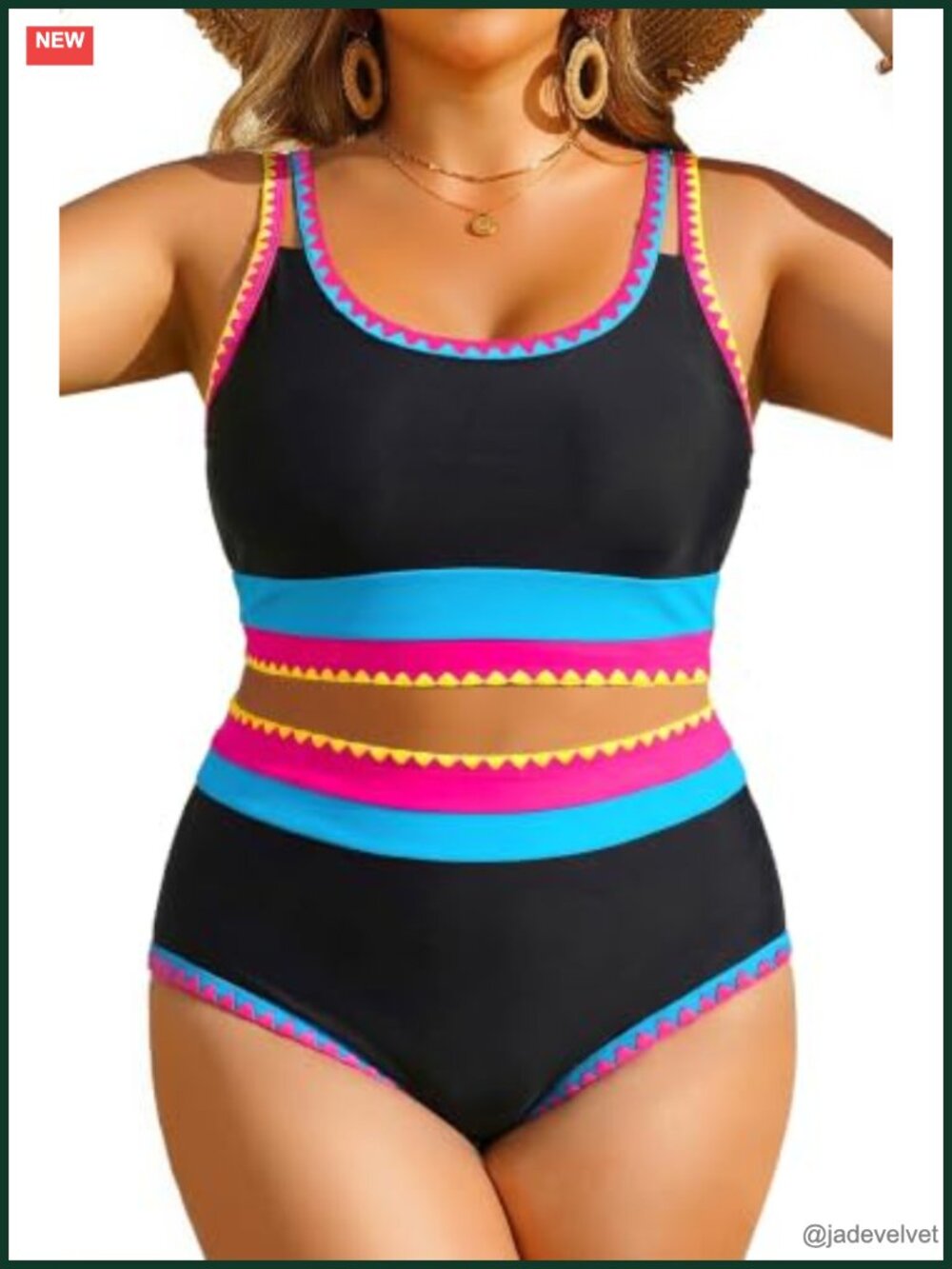 Plus Size Two Piece Swimsuit High Waisted Tummy Control Bikini Bathing Suit